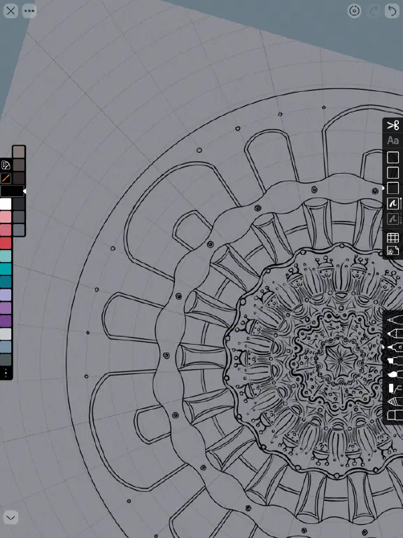 Linea Sketch showing detail of radial symmetry line drawing