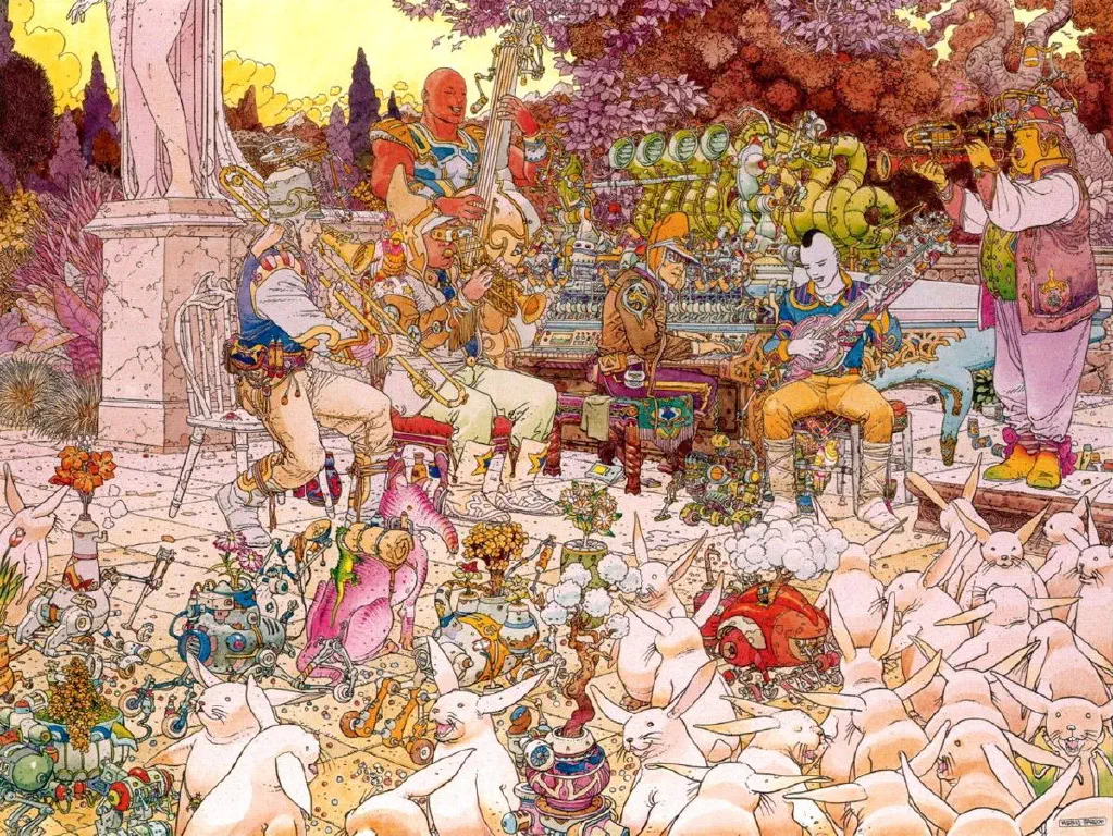 Moebius vision of the ”Bar Scene” in Star Wars.