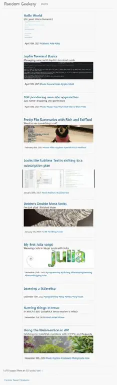 post listing with subtitles and cover image thumbnails