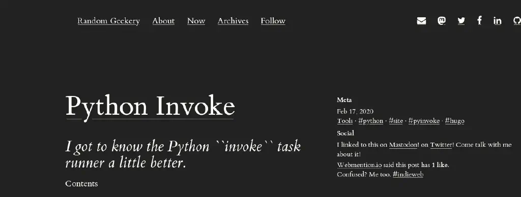 dark mode screenshot of site layout work