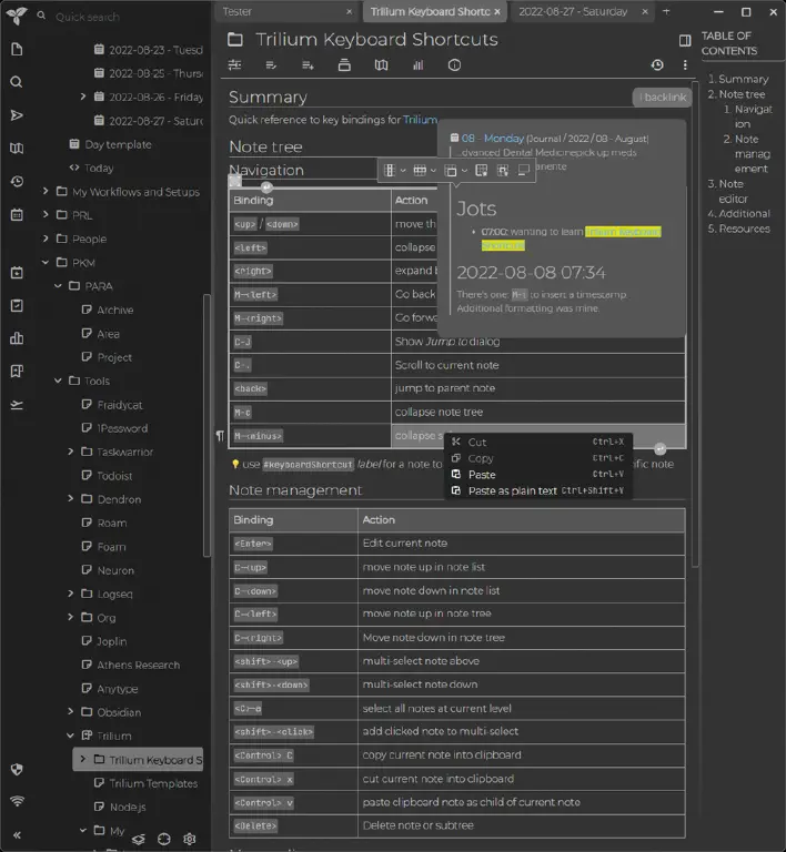 Default Trilium dark theme