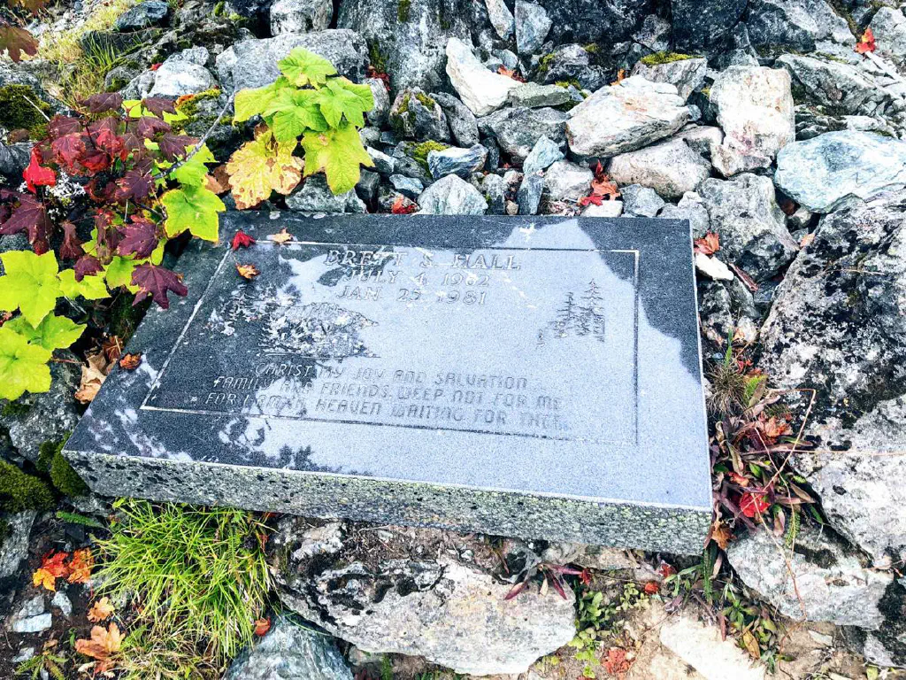 Memorial marker for Brett Hall 1962-1981