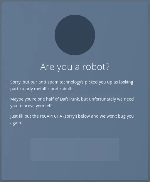 text captcha with no visible text to enter