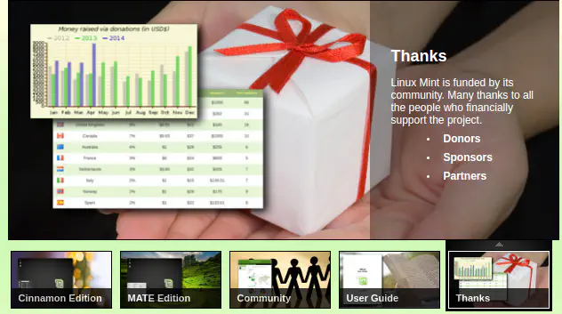 An area on the Linux Mint home page