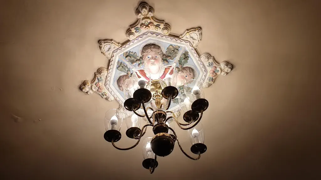 creepy face in light fixture uplit by chandelier