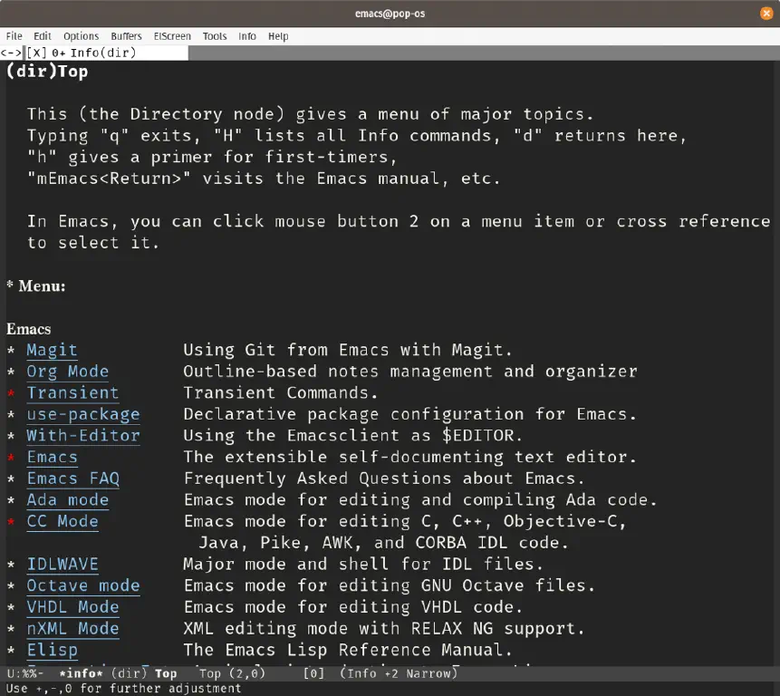 Emacs Info, zoomed with 