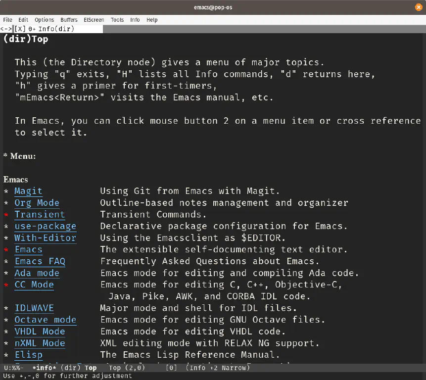 Emacs Info, zoomed with 
