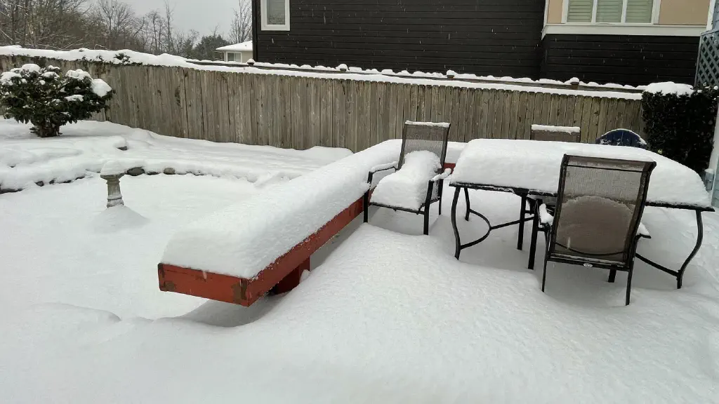 thick layer of snow over the back yard