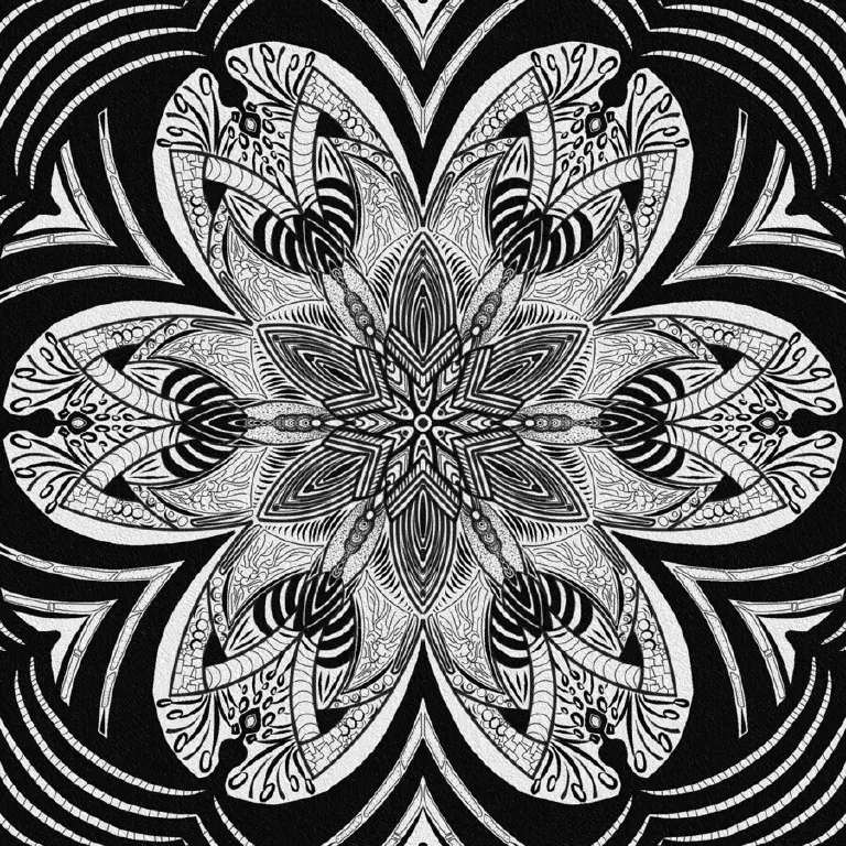 Black and white symmetrical drawing