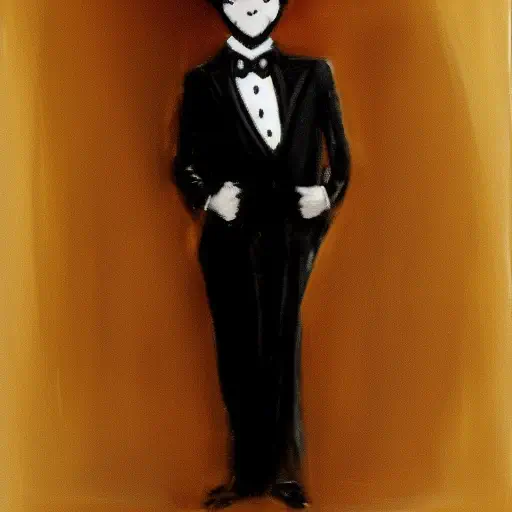 AI-generated image of a man in a tuxedo.