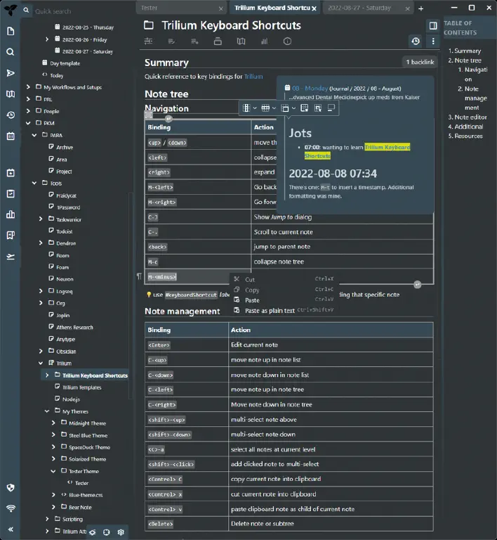 Trilium with my CSS using the system font stack and notion dark mode colors