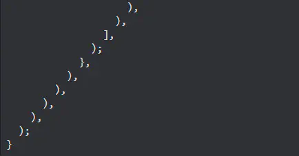 lots of nested closing parentheses, square brackets, and curly braces