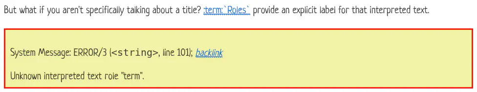 docutils error message