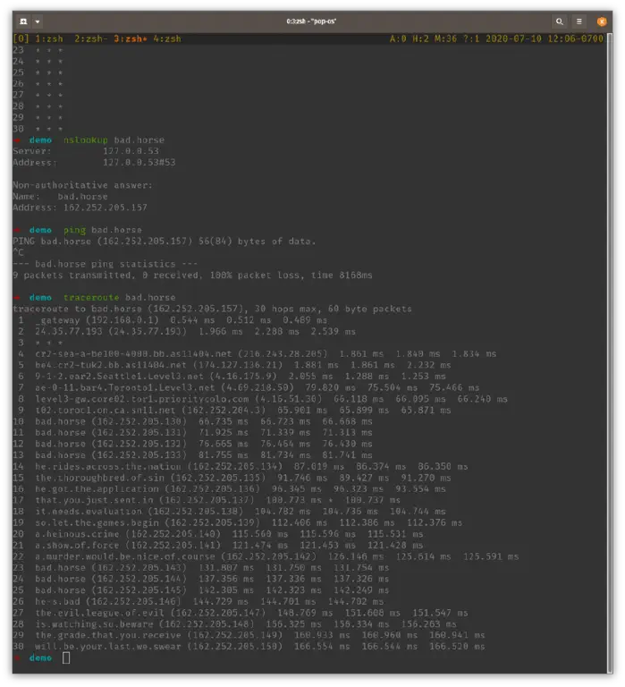 successful traceroute