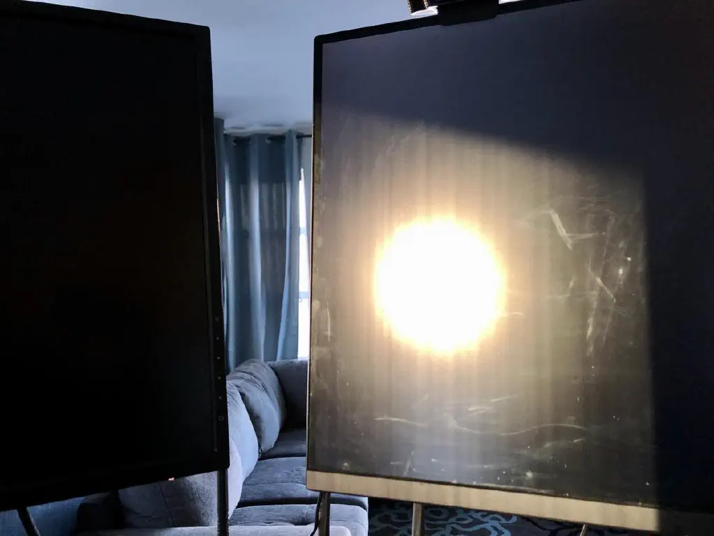 Sunlight reflecting off blank monitor