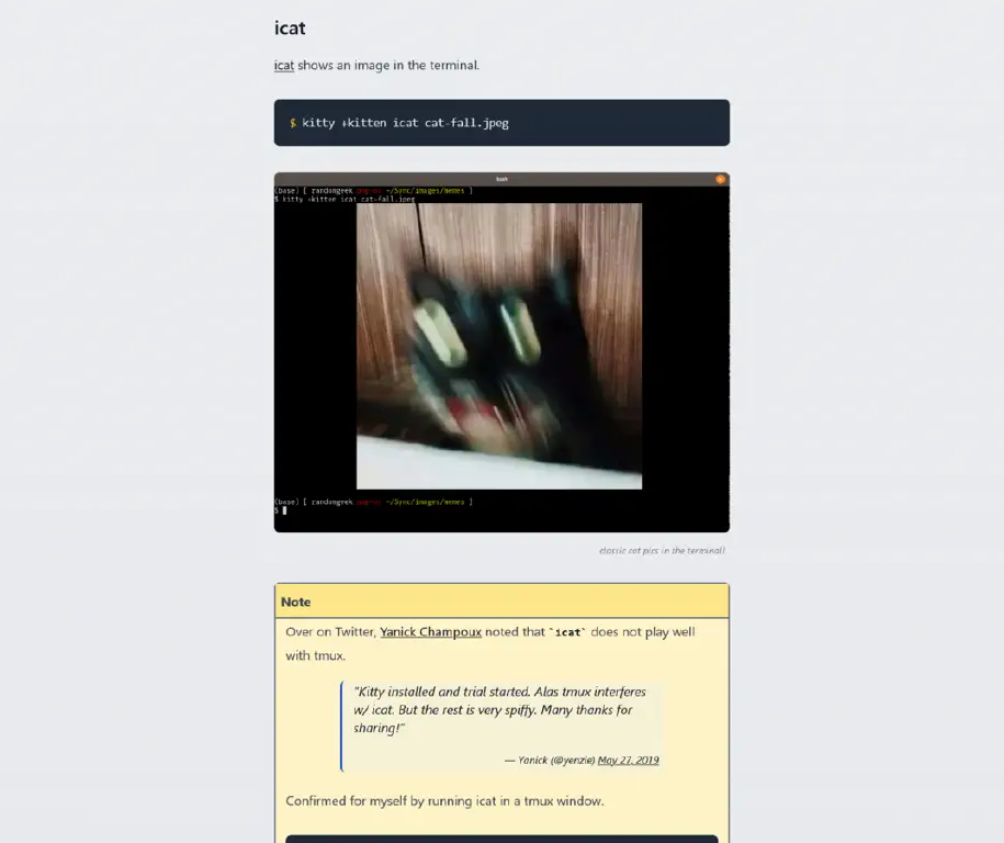 Screenshot of a post about Kitty terminal
