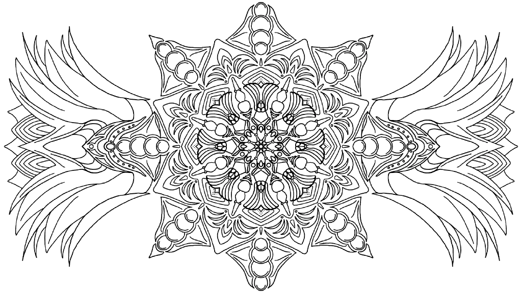 A vaguely floral star shape, with something like wings or huge flowers sprouting from the sides