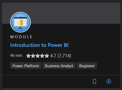 Screenshot of learning module titled “Introduction to Power BI”