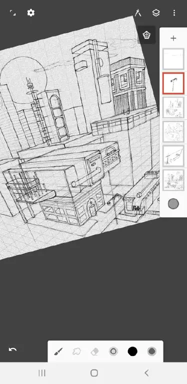 In progress drawing of buildings