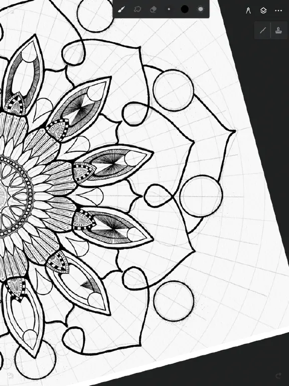 Detailed mandala drawing in progress. 
