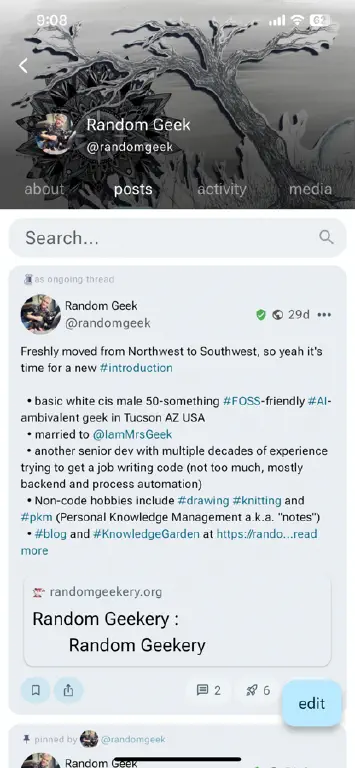 My introduction post with list items rendered correctly as lines with bullet points