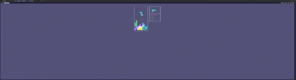 terminal tetris in a ridiculously wide terminal window