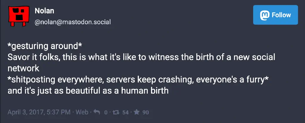 Screenshot of linked toot