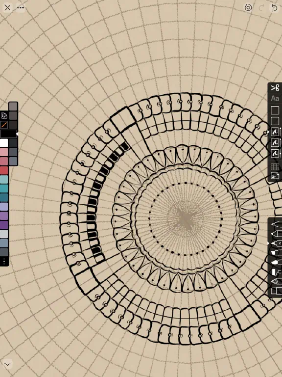 Mandala-style circular line drawing in progress