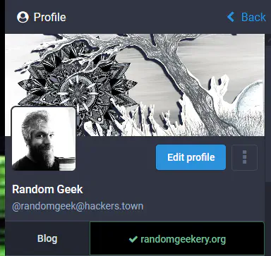 my Mastodon profile page