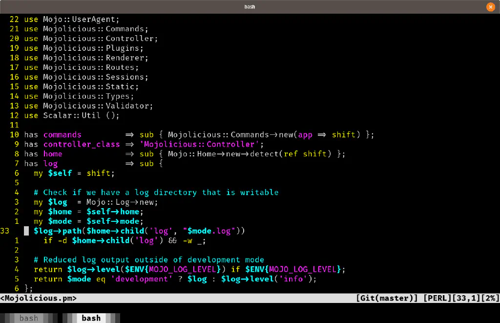 Ligatures when looking at Mojolicious source