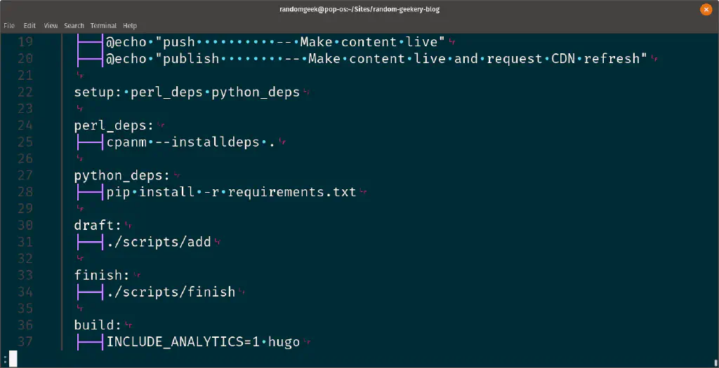 The site Makefile — oh look a trailing space!