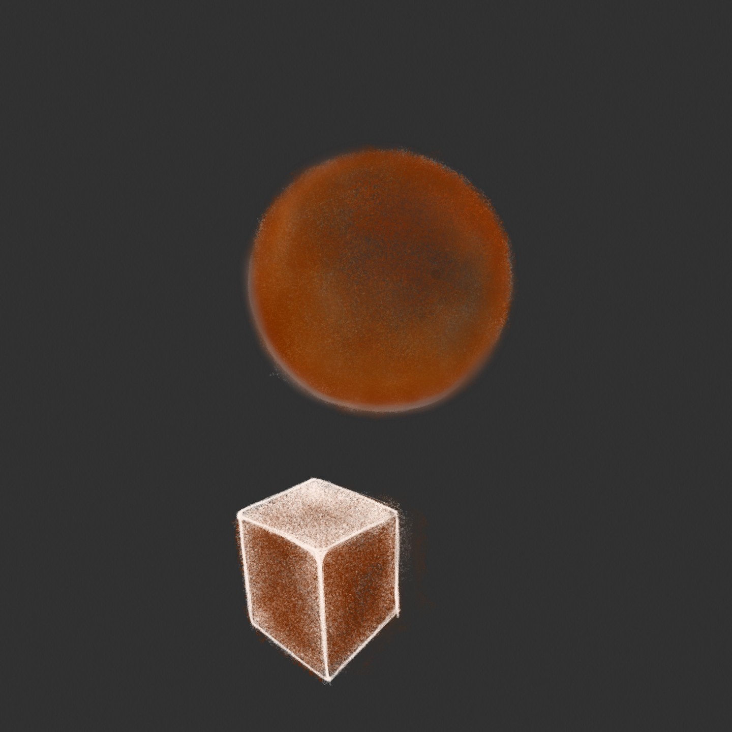 A block and a sphere-ish shape