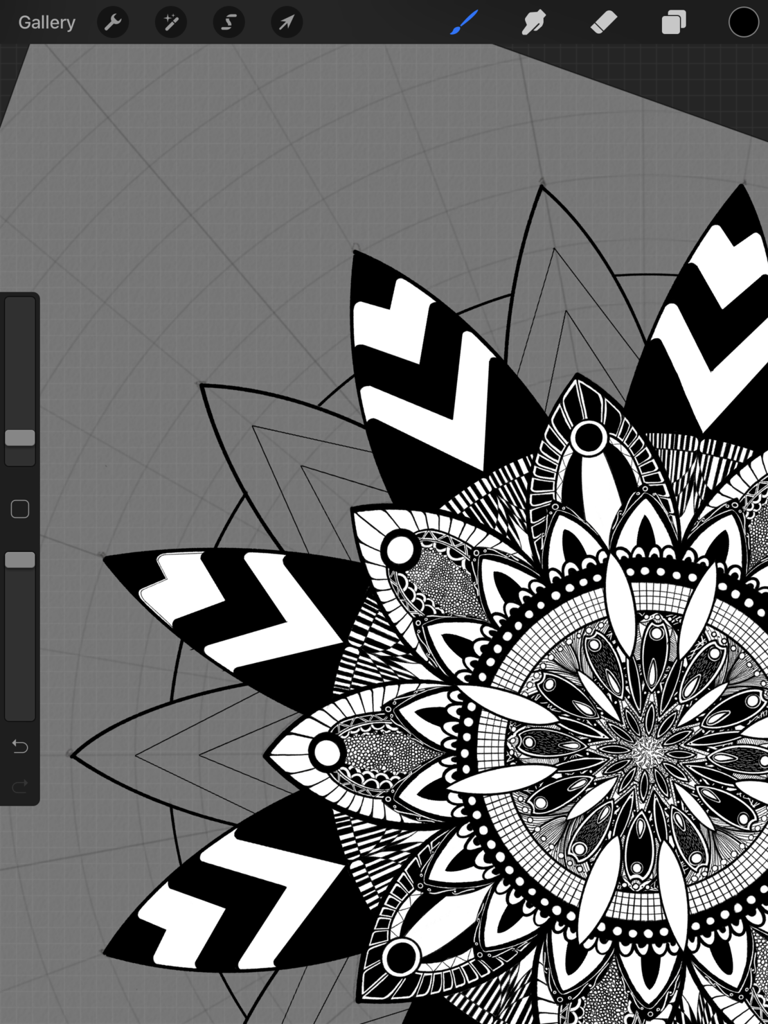 Elaborate in progress circle symmetry drawing