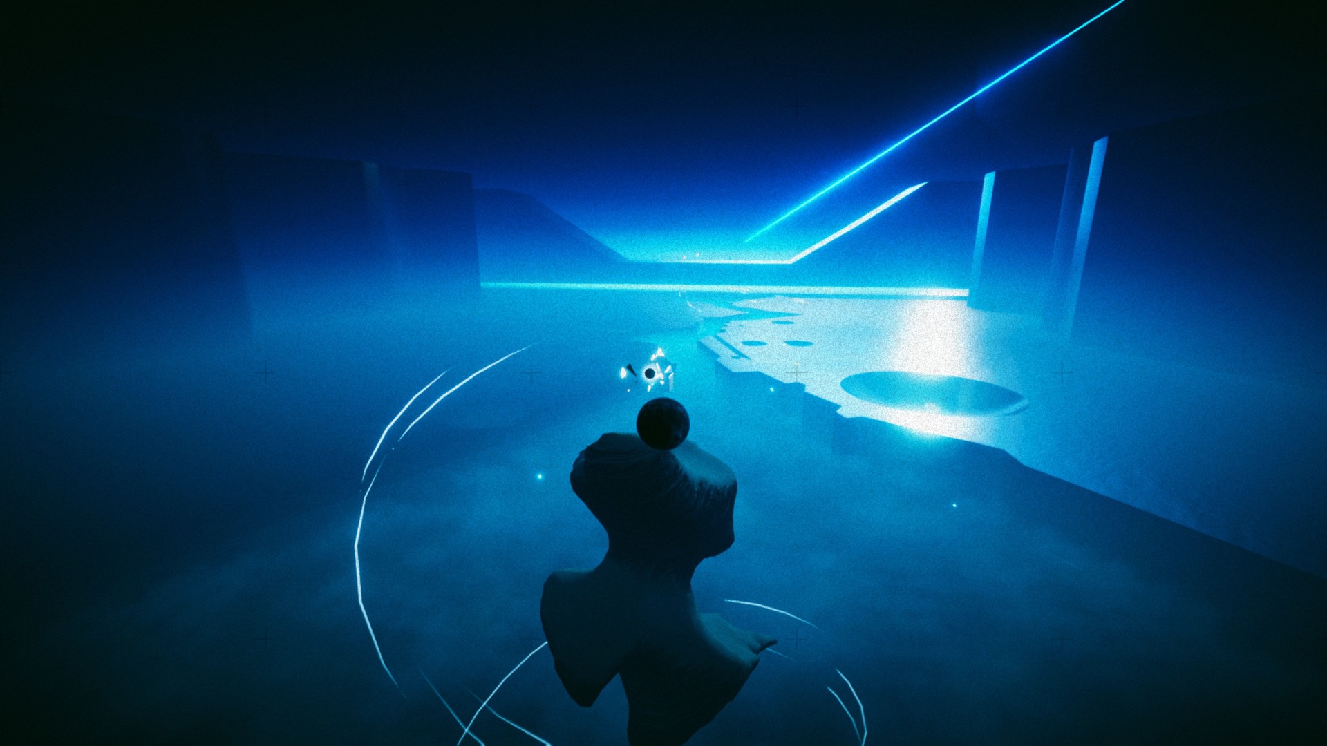 giant space marble in midair over alien landscape floating towards some kind of mini black hole or something