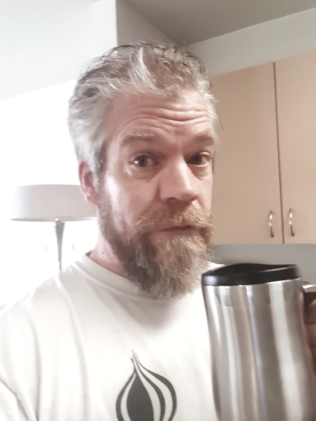 selfie holding coffee