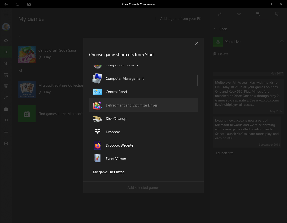 screenshot showing me about to add “Defragment and Optimize Drives”