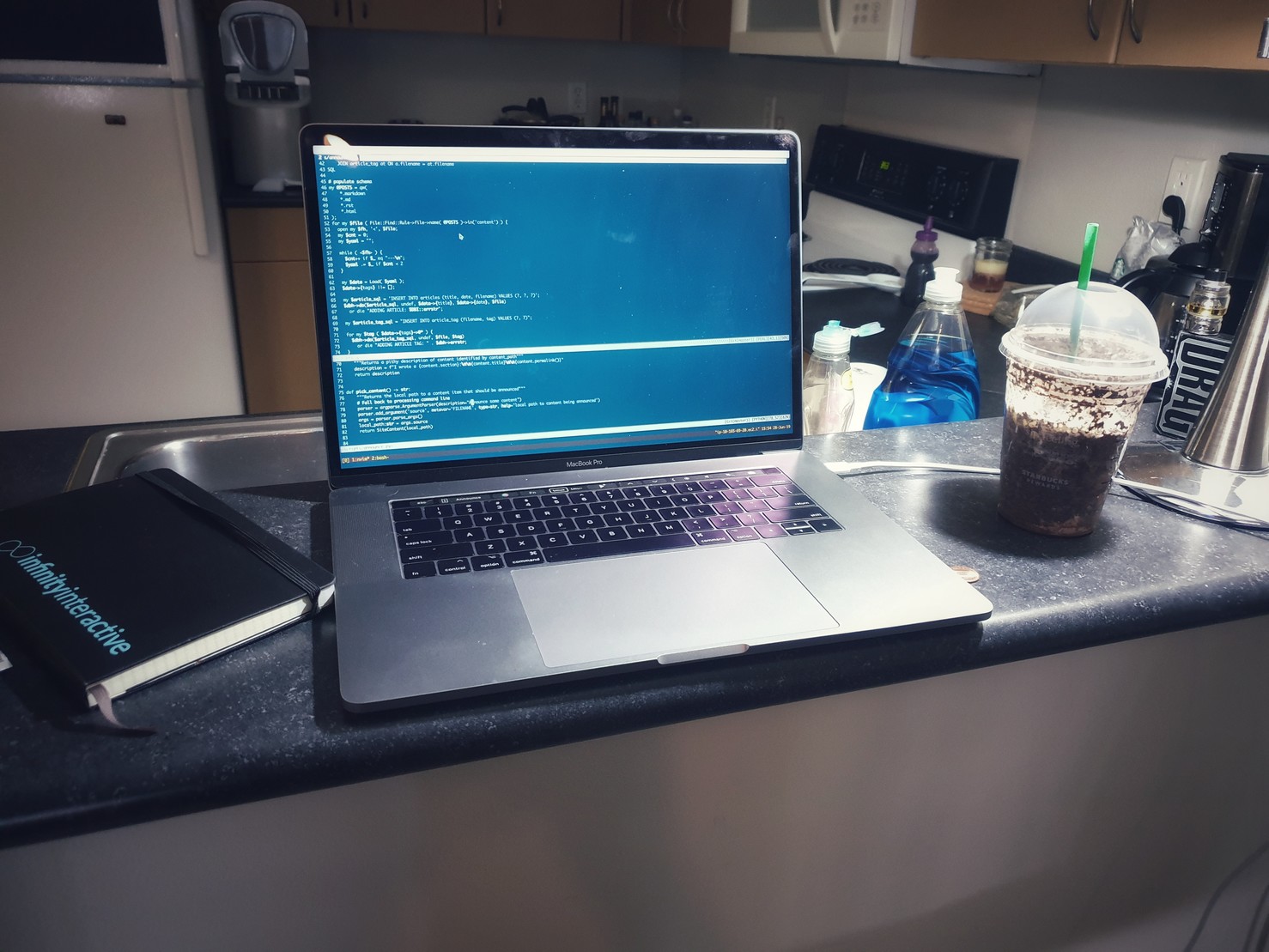 laptop on counter
