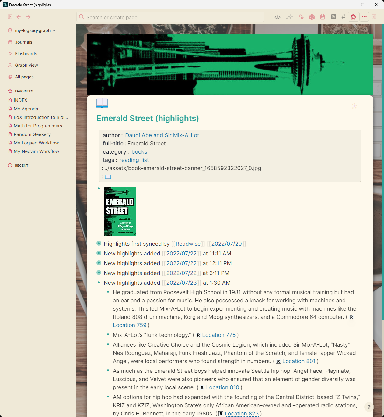 Highlights page for “Emerald Street”