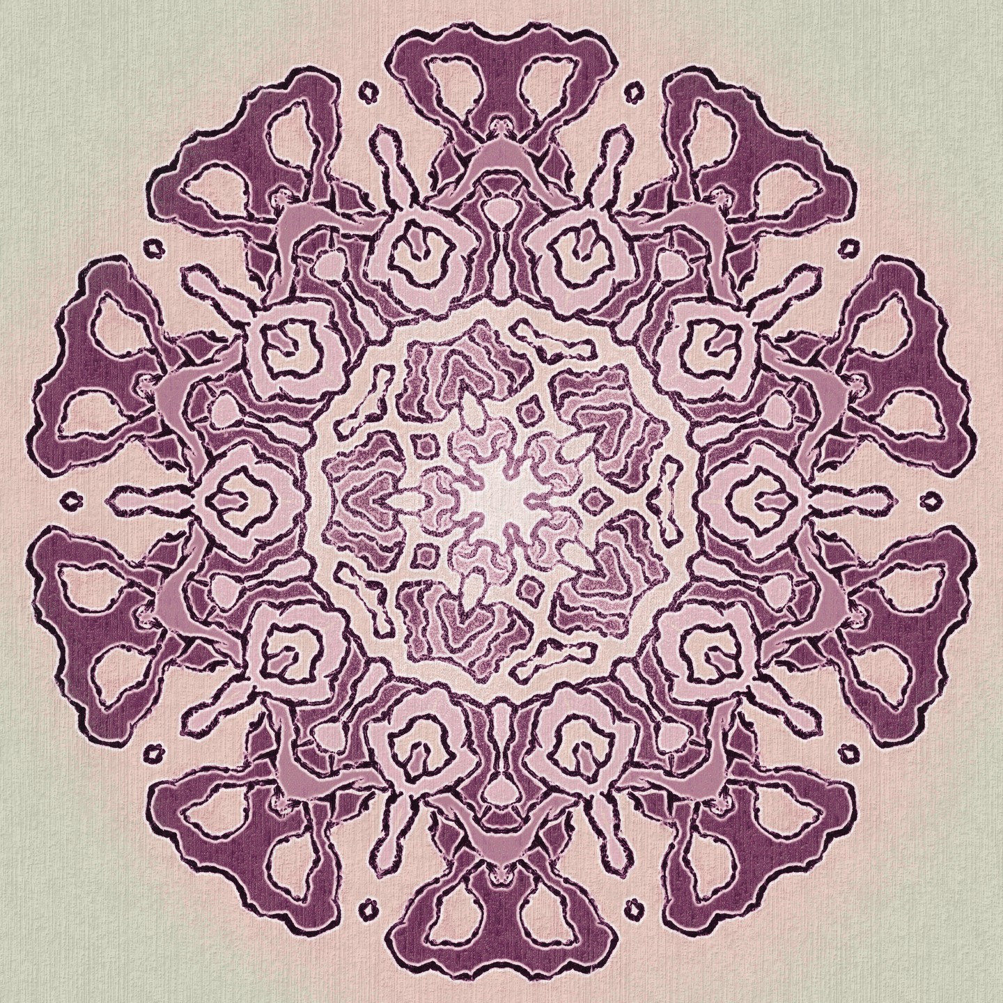 Roughly sketched kaleidoscope image with purple tones
