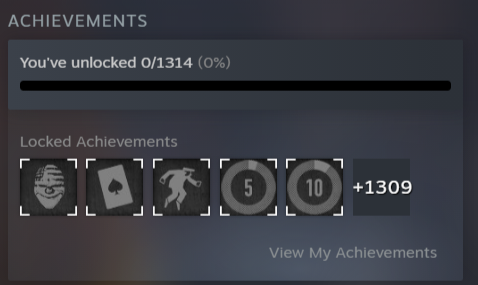 detail of game store page, showing that it has 1,314 Steam Achievements