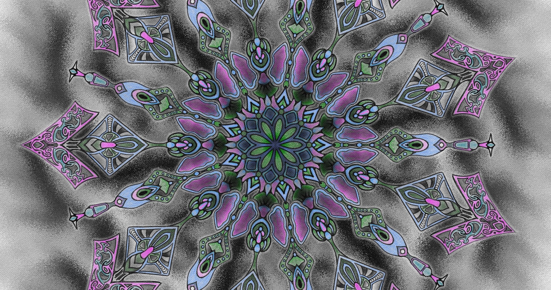 Blue and pink radial symmetry drawing