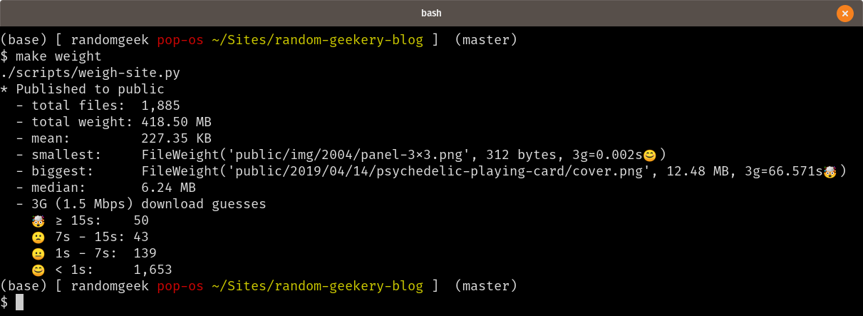 screenshot of script output describing file download times.