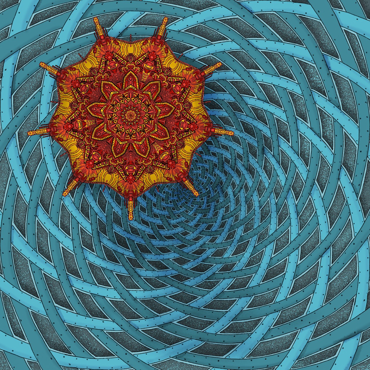 Radial symmetry drawing with color and shading