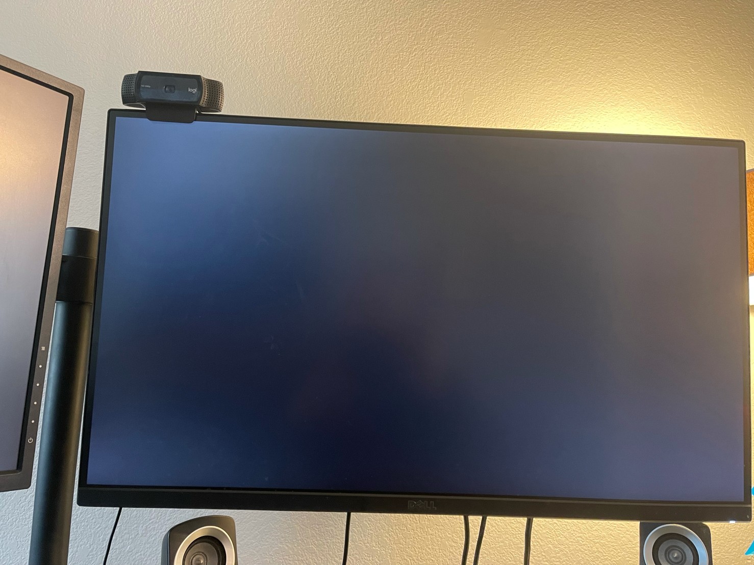 Monitor showing blank screen. 