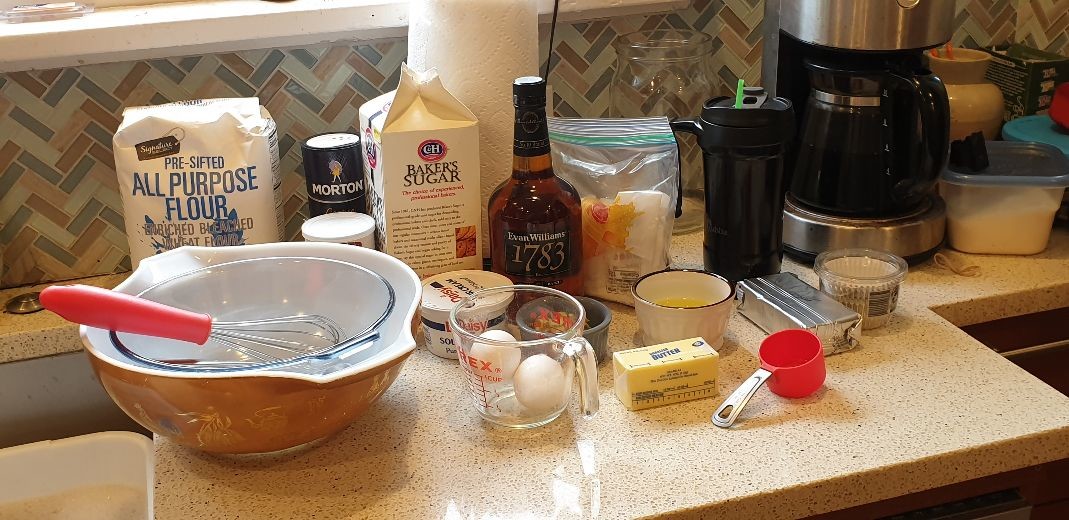 ingredients for pickle cupcakes, set out on the counter