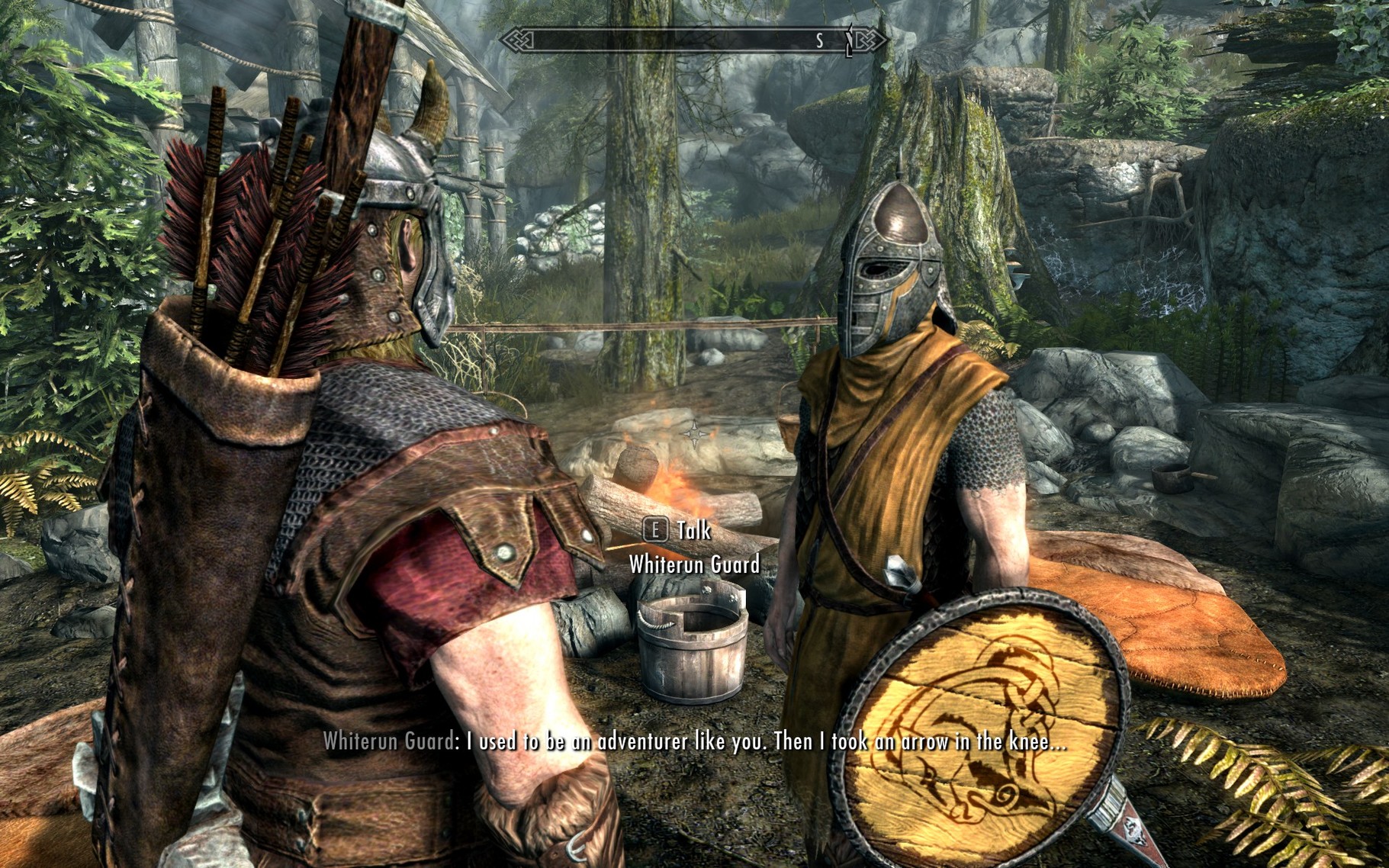 Whiterun guard in Skyrim: “I used to be an adventurer like you. Then I took an arrow in the knee…”