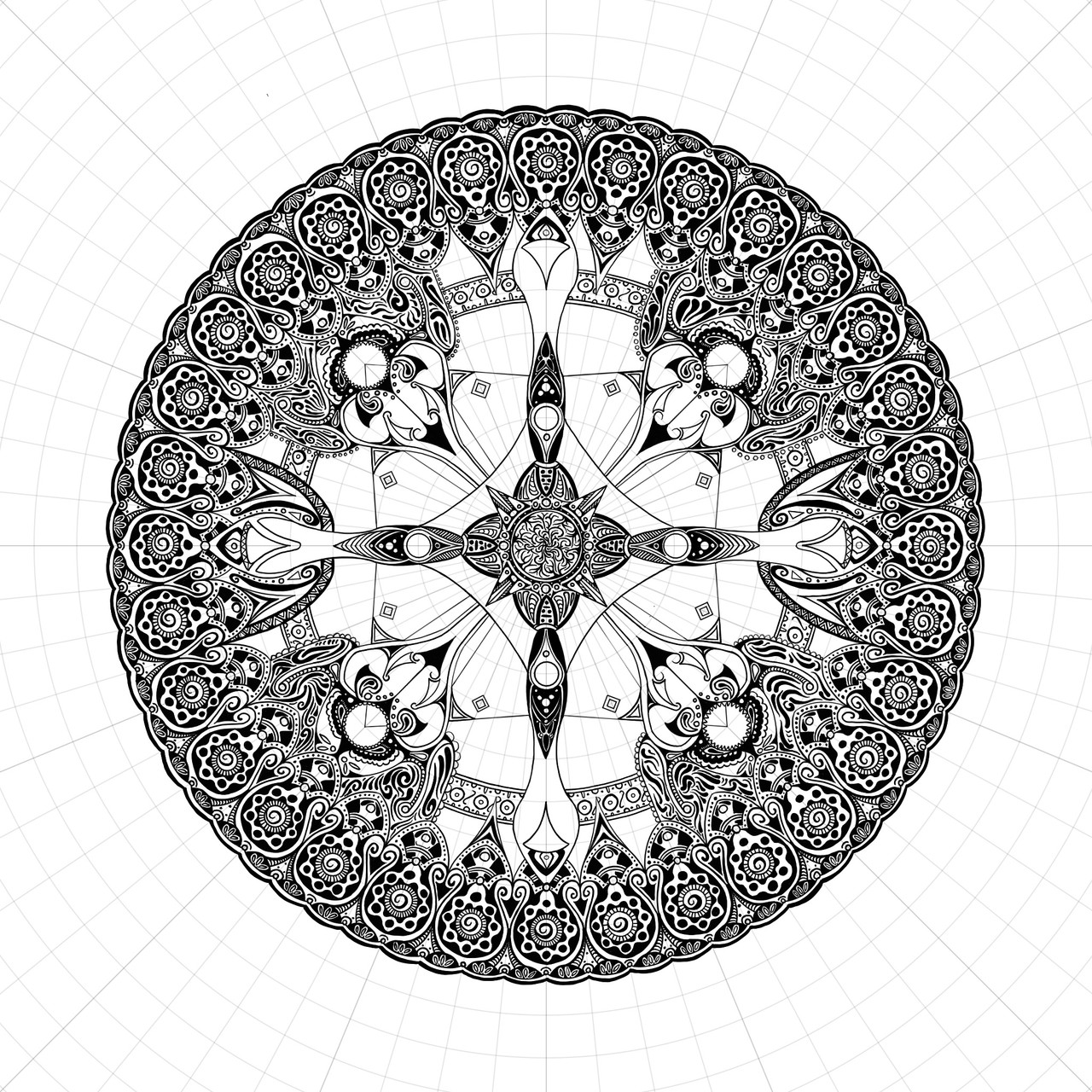 In progress elaborate radial symmetry drawing