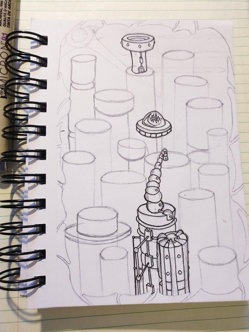 in progress pencil and pen sketch