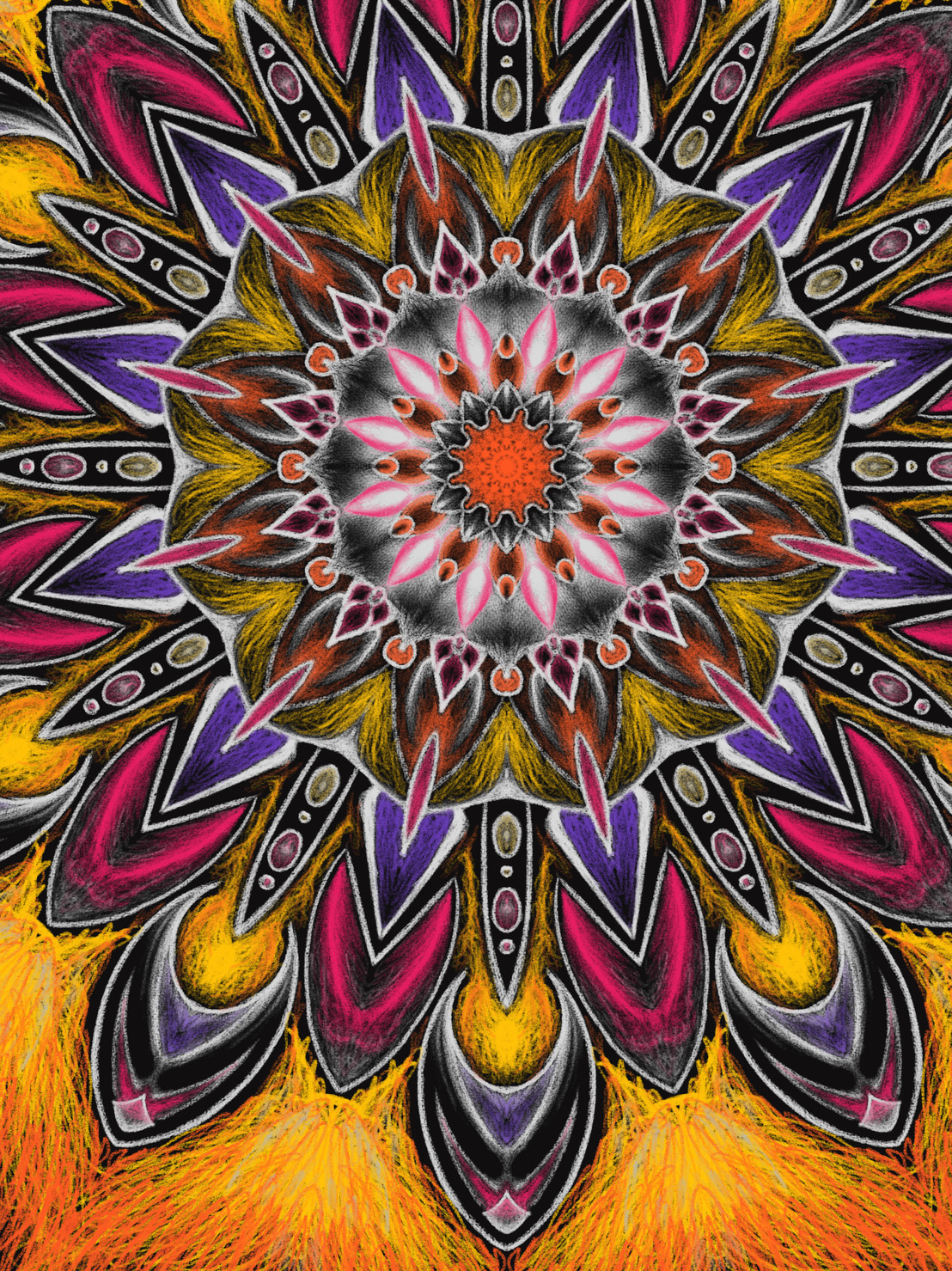 Colorful symmetry image on black background