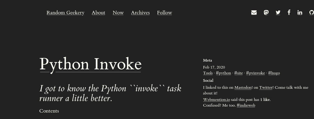 dark mode screenshot of site layout work